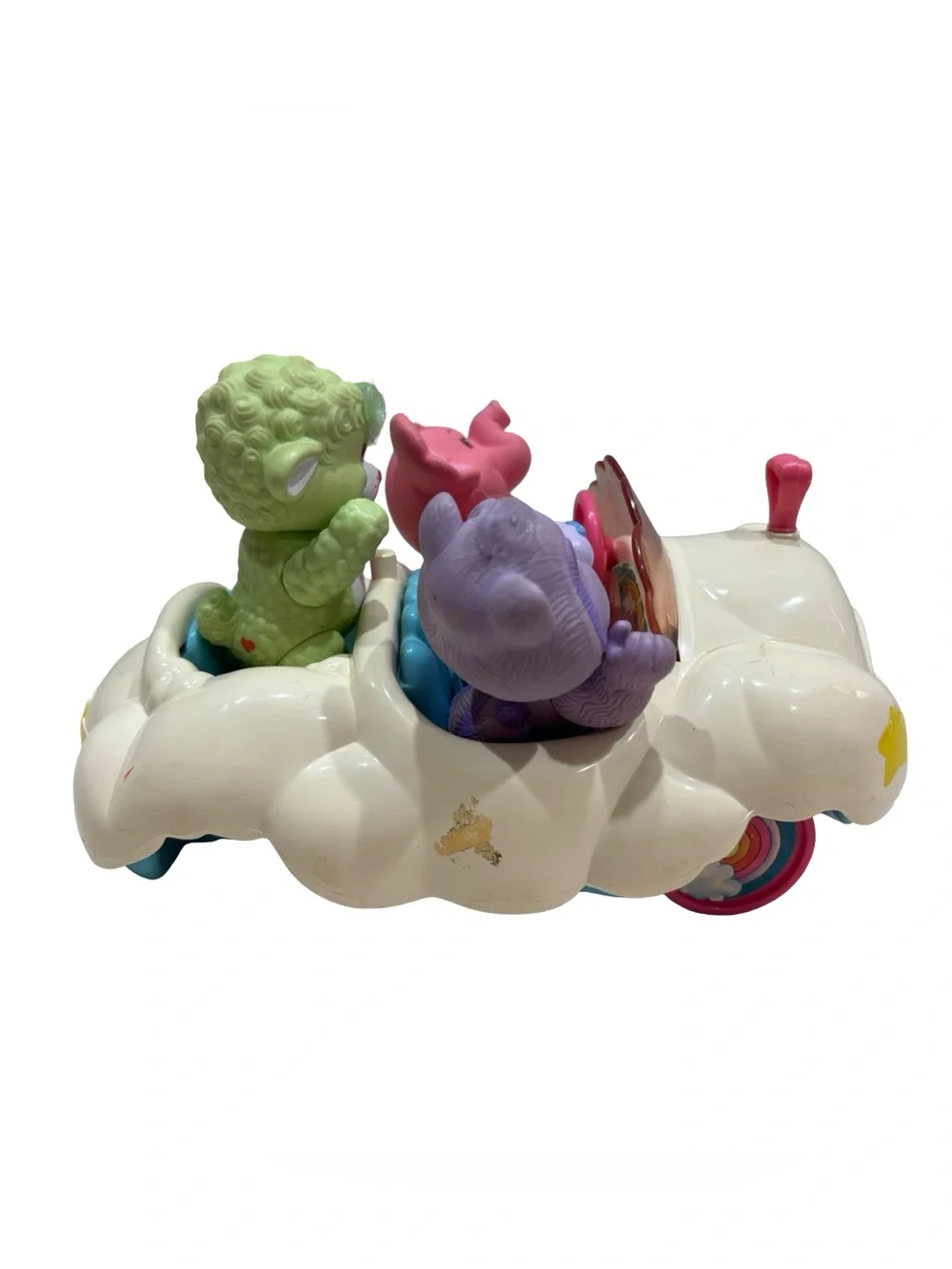Vintage 1980s Care Bears Cloud Car + 3 Care Bear Cousins Figures Kenner AGC